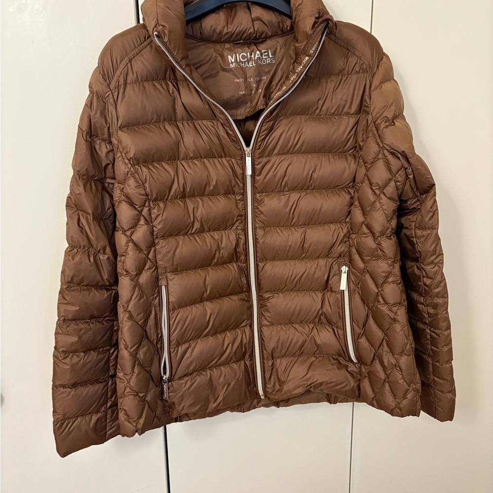 Michael Kors Brown Quilted Down filled Puffer Jacket